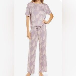 Honey Dew Intimates Mauve and Cream Pampas Grass Print Top and Pants Sleep Set